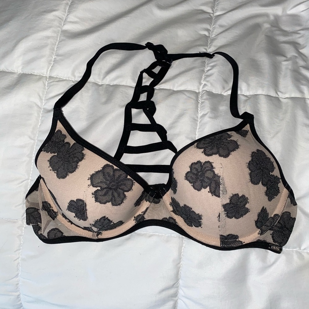 PINK black lace bra